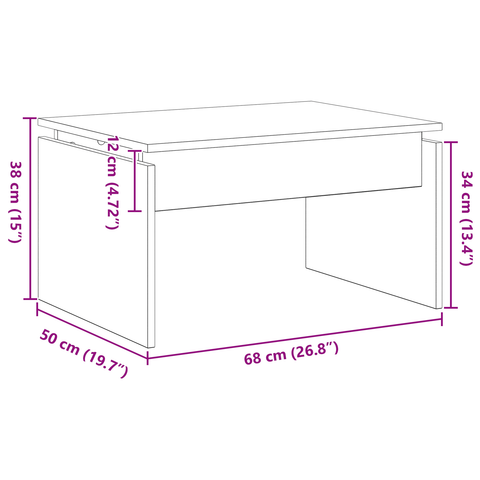 vidaXL Black Oak Coffee Table 68x38x50 cm Made from Engineered Wood