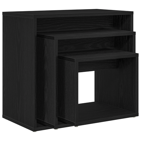 vidaXL Nesting Tables Set of 3 - Black Oak Engineered Wood