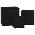 vidaXL 3 Piece Stackable Side Table Set Black Oak Engineered Wood