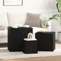 vidaXL 3 Piece Stackable Side Table Set Black Oak Engineered Wood