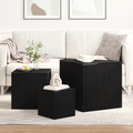 vidaXL 3 Piece Stackable Side Table Set Black Oak Engineered Wood