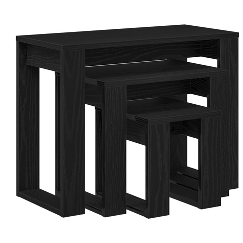 vidaXL 3-Piece Nesting Tables in Black Oak Fast Engineering Wood