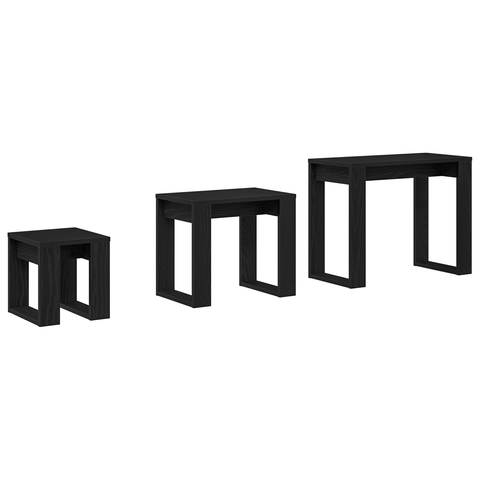 vidaXL 3-Piece Nesting Tables in Black Oak Fast Engineering Wood