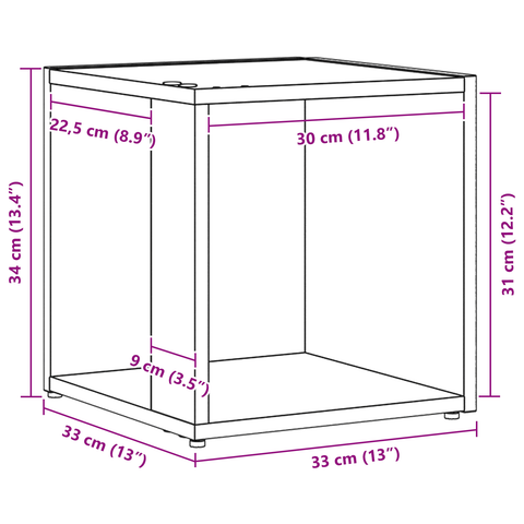 vidaXL Side Table Black Oak 33x33x34,5 cm Engineered Wood