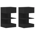 vidaXL Bedside Cabinet 2 pcs Black Oak 40x35x65 cm Engineered Wood