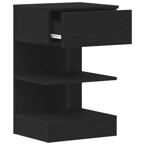 vidaXL Bedside Cabinet 2 pcs Black Oak 40x35x65 cm Engineered Wood