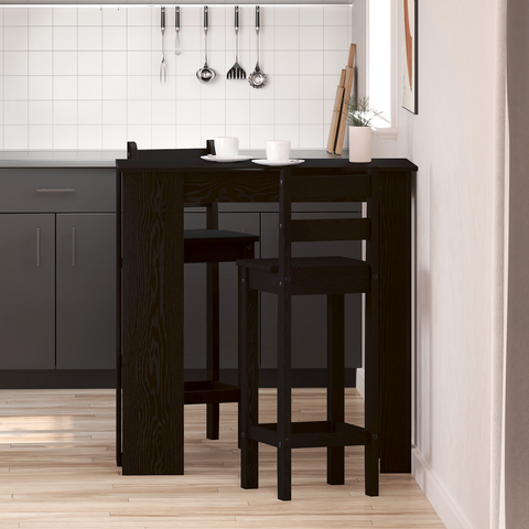 vidaXL Bar Table with Shelf - Black Oak, 102x50x103.5 cm, Made of Engineered Wood
