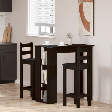 vidaXL Bar Table with Shelf - Black Oak, 102x50x103.5 cm, Made of Engineered Wood