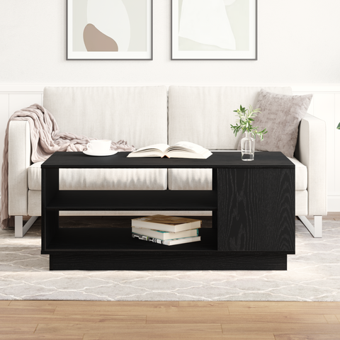 vidaXL Black Oak Coffee Table 102x55x43 cm Made from Engineered Wood