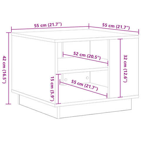 vidaXL Black Oak Coffee Table 55x55x42 cm Made of Engineered Wood