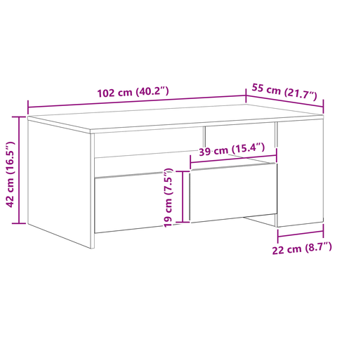 vidaXL Coffee Table - Artisan Oak - 102x55x43.5 cm - Made of Engineered Wood
