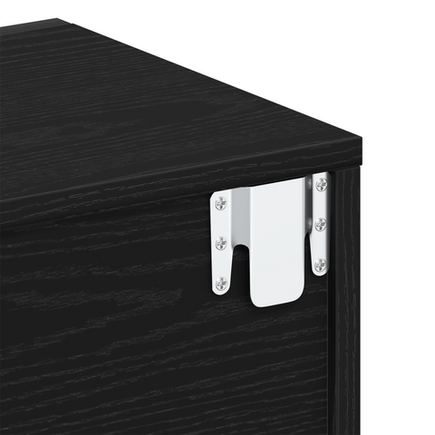 vidaXL Wall-Mounted Nightstand in Black Oak with Engineered Wood