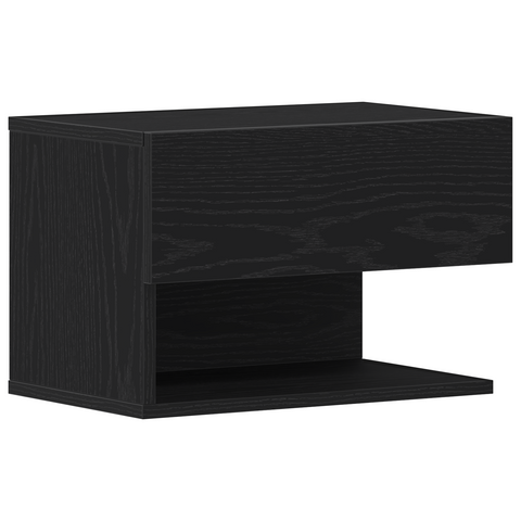 vidaXL Wall-Mounted Nightstand in Black Oak with Engineered Wood