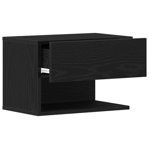 vidaXL Wall-Mounted Nightstand in Black Oak with Engineered Wood