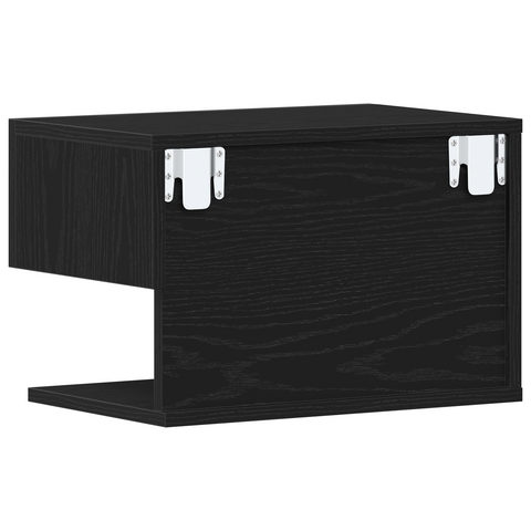 vidaXL Wall-Mounted Nightstand in Black Oak with Engineered Wood