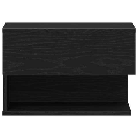 vidaXL Wall-Mounted Nightstand in Black Oak with Engineered Wood