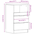 vidaXL Nightstand Black Oak 40x35x65 cm Made of Engineered Wood