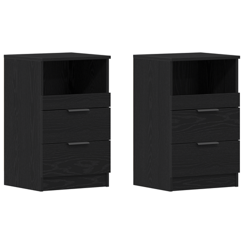 vidaXL Bedside Cabinets 2 pcs Black Oak 40x35x65 cm Engineered Wood