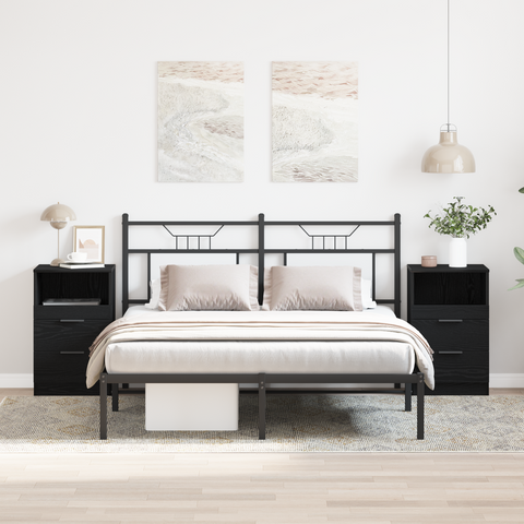 vidaXL Bedside Cabinets 2 pcs Black Oak 40x35x65 cm Engineered Wood