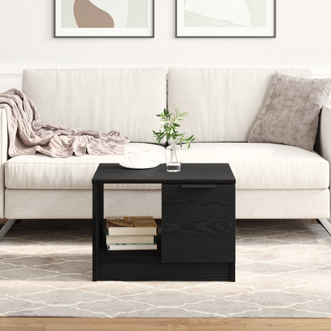 vidaXL Coffee Table Black Oak 50x50x36 cm Engineered Wood