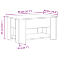 vidaXL Black Oak Coffee Table 79x49x41 cm Made of Engineered Wood