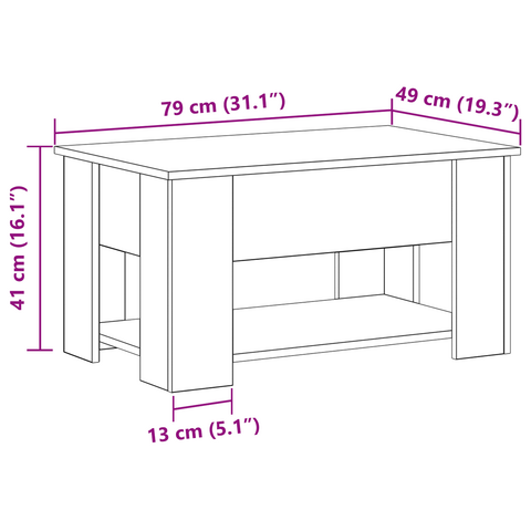 vidaXL Black Oak Coffee Table 79x49x41 cm Made of Engineered Wood