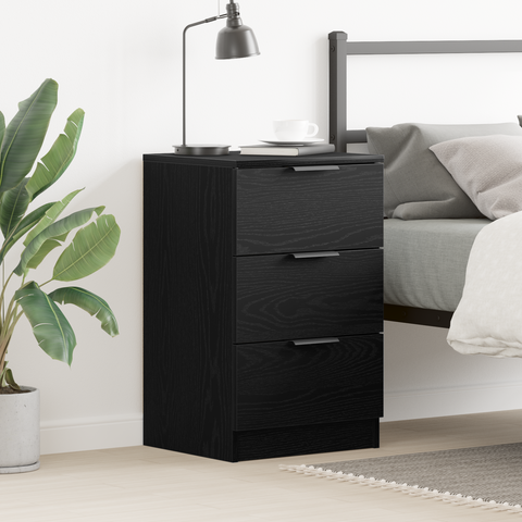 vidaXL Black Oak Bedside Cabinet - 40x65x65 cm, Made from Engineered Wood
