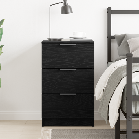 vidaXL Black Oak Bedside Cabinet - 40x65x65 cm, Made from Engineered Wood