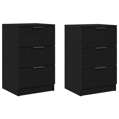 vidaXL Nightstands 2 pack Black Oak 40x65x65 cm Made of Engineered Wood