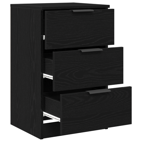 vidaXL Nightstands 2 pack Black Oak 40x65x65 cm Made of Engineered Wood