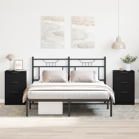 vidaXL Nightstands 2 pack Black Oak 40x65x65 cm Made of Engineered Wood