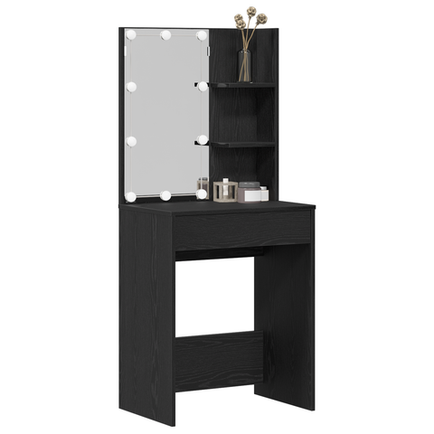 vidaXL LED Dressing Table in Black Oak, 60x40x140 cm, Made of Engineered Wood