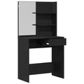 vidaXL Black Oak Dressing Table with Mirror - 74.5 x 40 x 141 cm