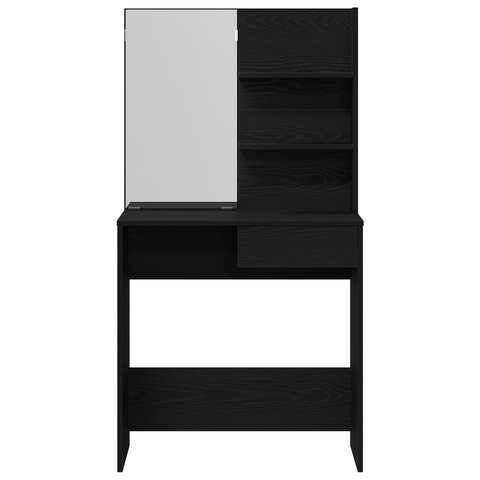 vidaXL Black Oak Dressing Table with Mirror - 74.5 x 40 x 141 cm