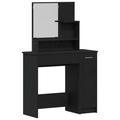 vidaXL Black Oak Dressing Table with Mirror - 86.5 x 35 x 136 cm
