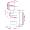 vidaXL Black Oak Dressing Table with Mirror - 86.5 x 35 x 136 cm