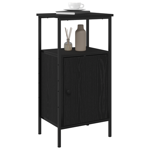 vidaXL Bedside Cabinet Black Oak 41x31x80 cm Engineered Wood