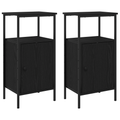 vidaXL Bedside Cabinets 2 pcs Black Oak 41x31x80 cm Engineered Wood