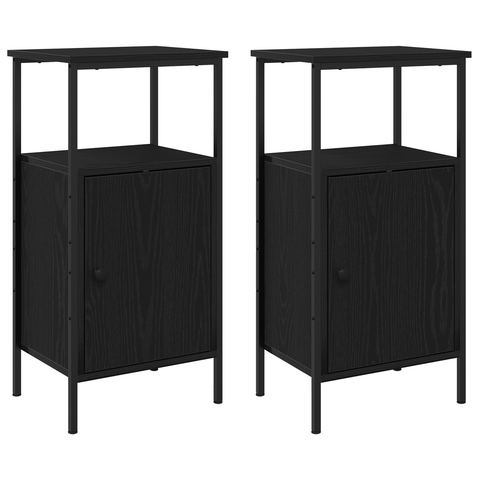 vidaXL Bedside Cabinets 2 pcs Black Oak 41x31x80 cm Engineered Wood