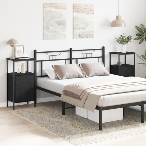 vidaXL Bedside Cabinets 2 pcs Black Oak 41x31x80 cm Engineered Wood