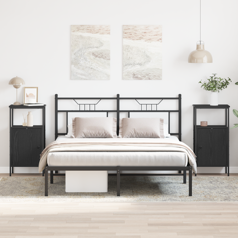 vidaXL Bedside Cabinets 2 pcs Black Oak 41x31x80 cm Engineered Wood