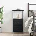 vidaXL Black Oak Nightstand, 34x35.5x70 cm, Made of Engineered Wood