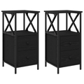 vidaXL Nightstands 2 Pack Black Oak 34x35.5x70 cm Made of Engineered Wood