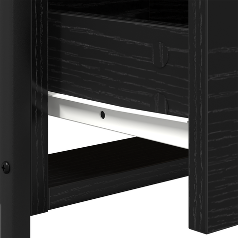 vidaXL Bedside Cabinet Black Oak 44x45x60 cm Engineered Wood and Steel