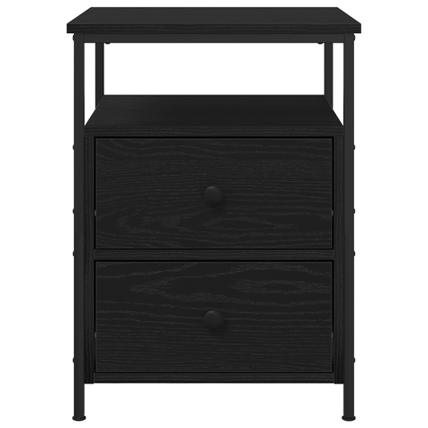 vidaXL Bedside Cabinet Black Oak 44x45x60 cm Engineered Wood and Steel