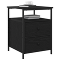 vidaXL Bedside Cabinet Black Oak 44x45x60 cm Engineered Wood and Steel