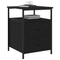 vidaXL Bedside Cabinet Black Oak 44x45x60 cm Engineered Wood and Steel