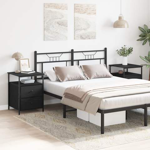 vidaXL Bedside Cabinets 2 pcs Black Oak 44x45x60 cm Engineered Wood