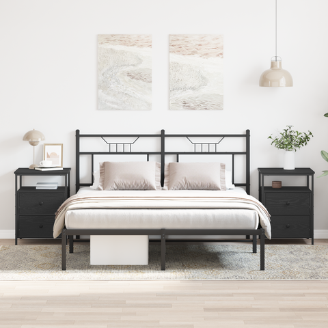 vidaXL Bedside Cabinets 2 pcs Black Oak 44x45x60 cm Engineered Wood
