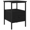 vidaXL Bedside Cabinet Black Oak 34x36x50 cm Engineered Wood and Steel